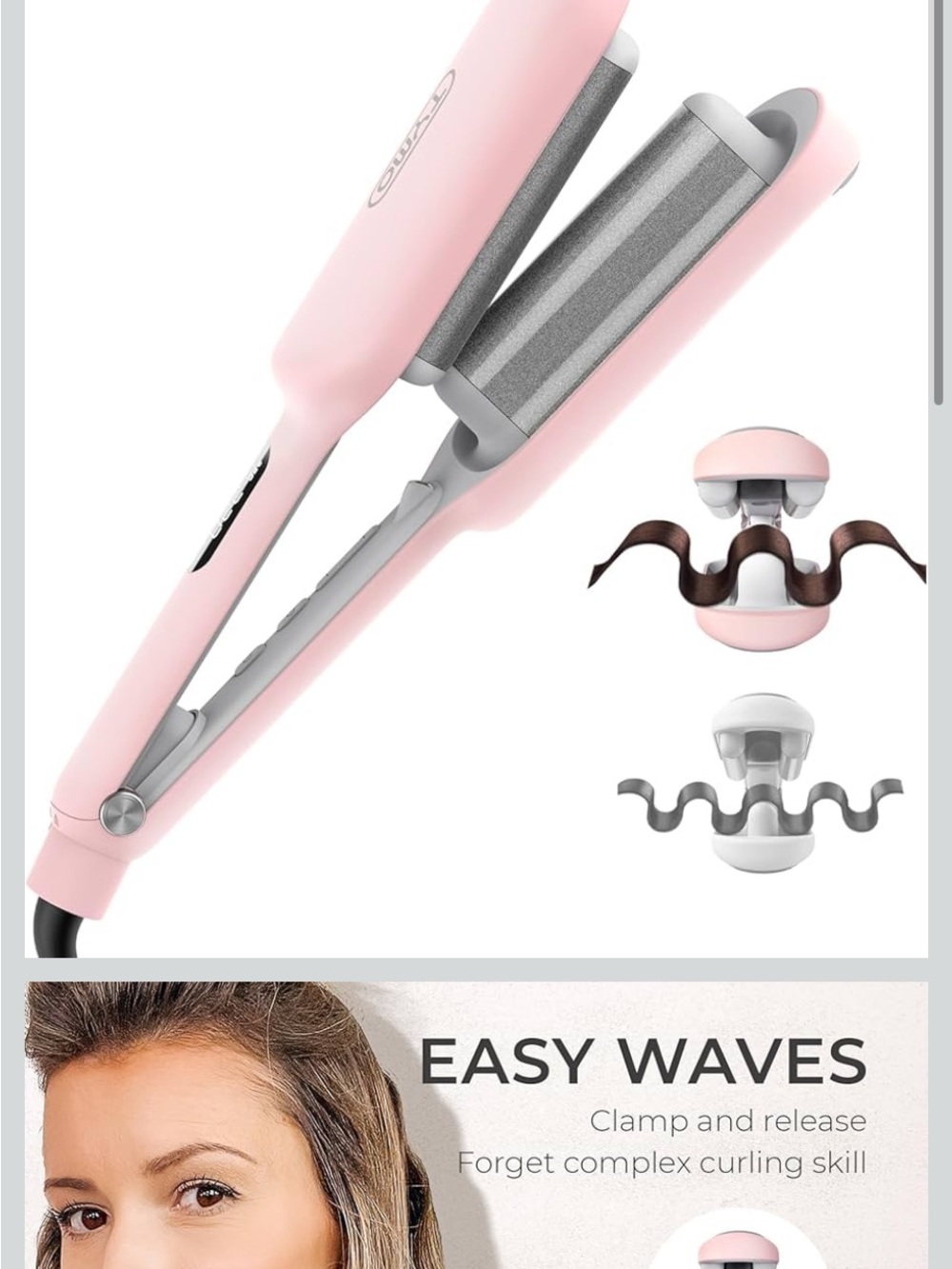 Pink Wave Hair Crimper – Easy Wavy Styling Tool